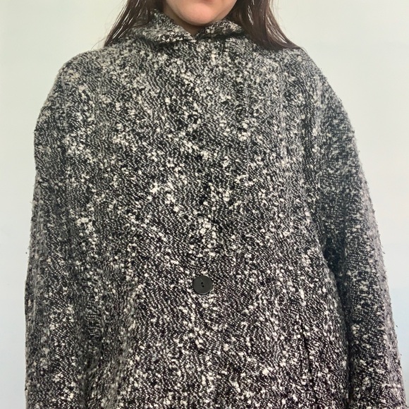 H&M black and white cocoon coat size 14 - Picture 3 of 5